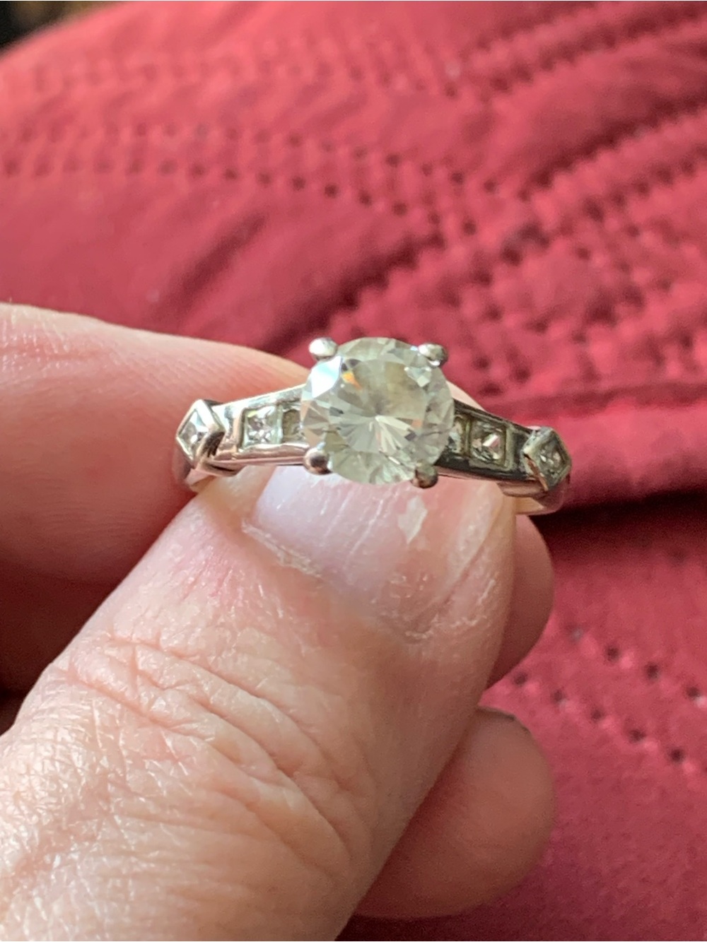 Vintage 925 sterling Silver engagement Ring with Clear CZ center Stone